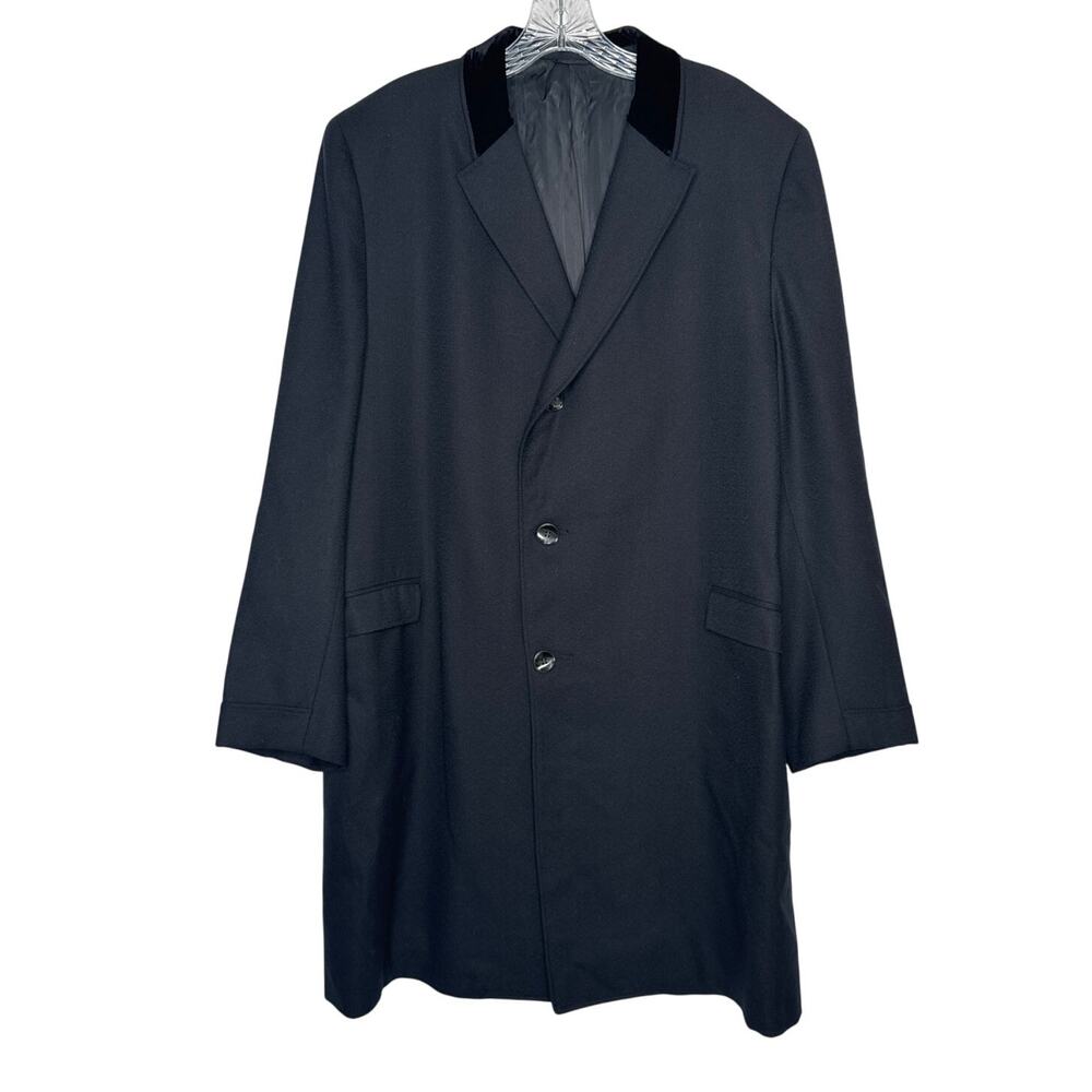 Vintage 1960's Darby Fashion for Rogers Black Wool Overcoat Velvet Collar large